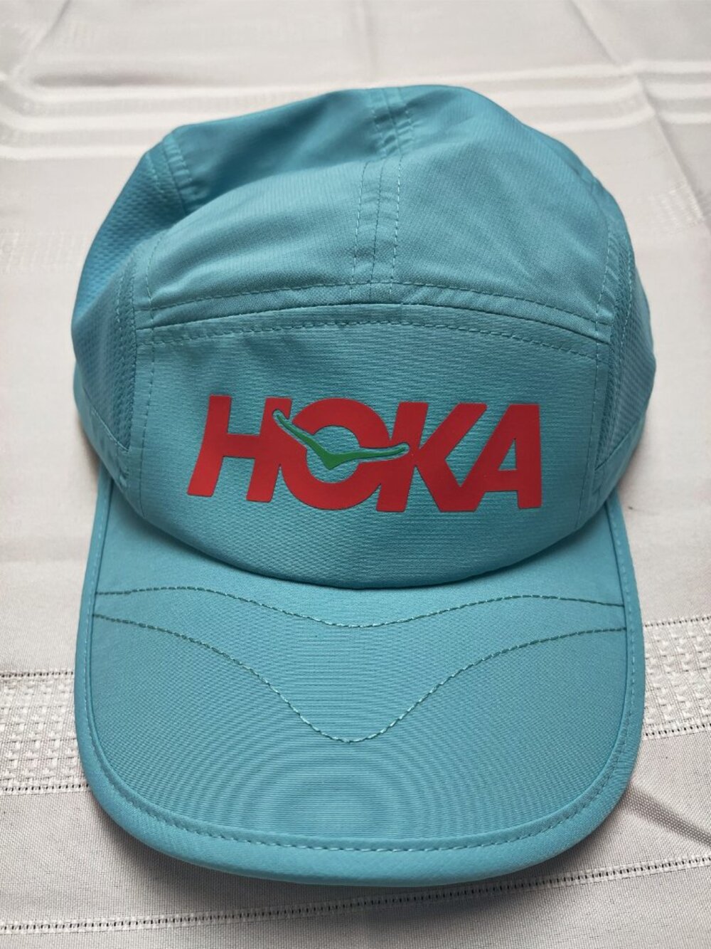 HOKA One One Lightweight Performance Running Cap 5-Panel Hat Teal Blue OSFM